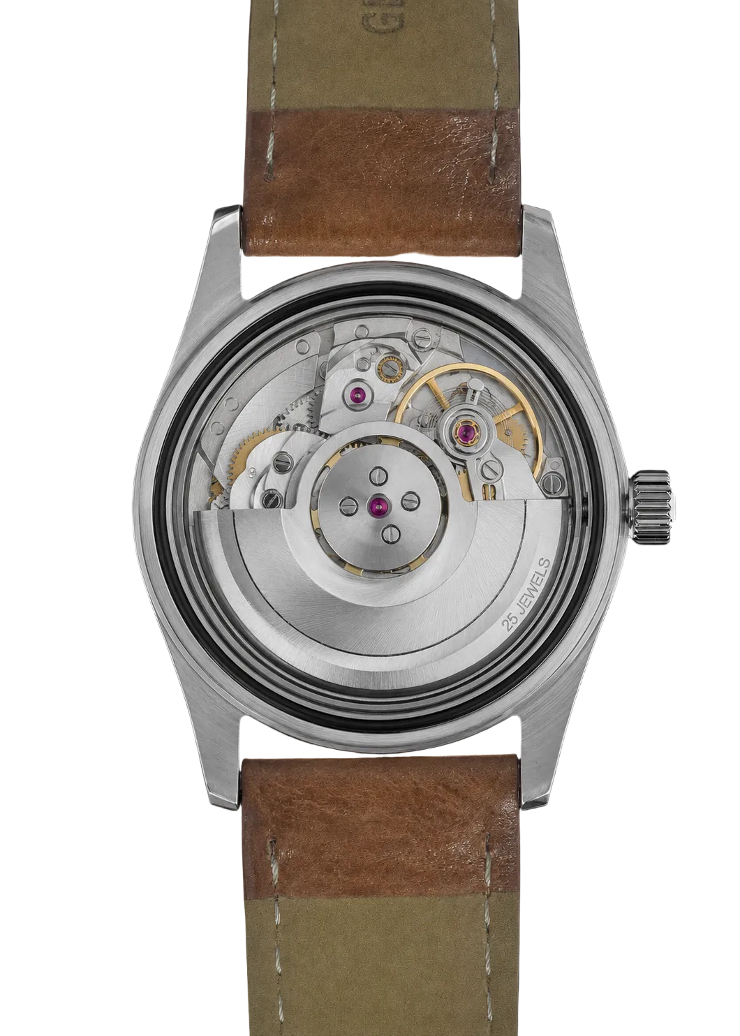Aeschbach 1950s Pattern 25 Jewel Automatic, 200m Water Resistant Watch with Retro Luminous Paint, Sapphire Crystal & Calf Leather Strap