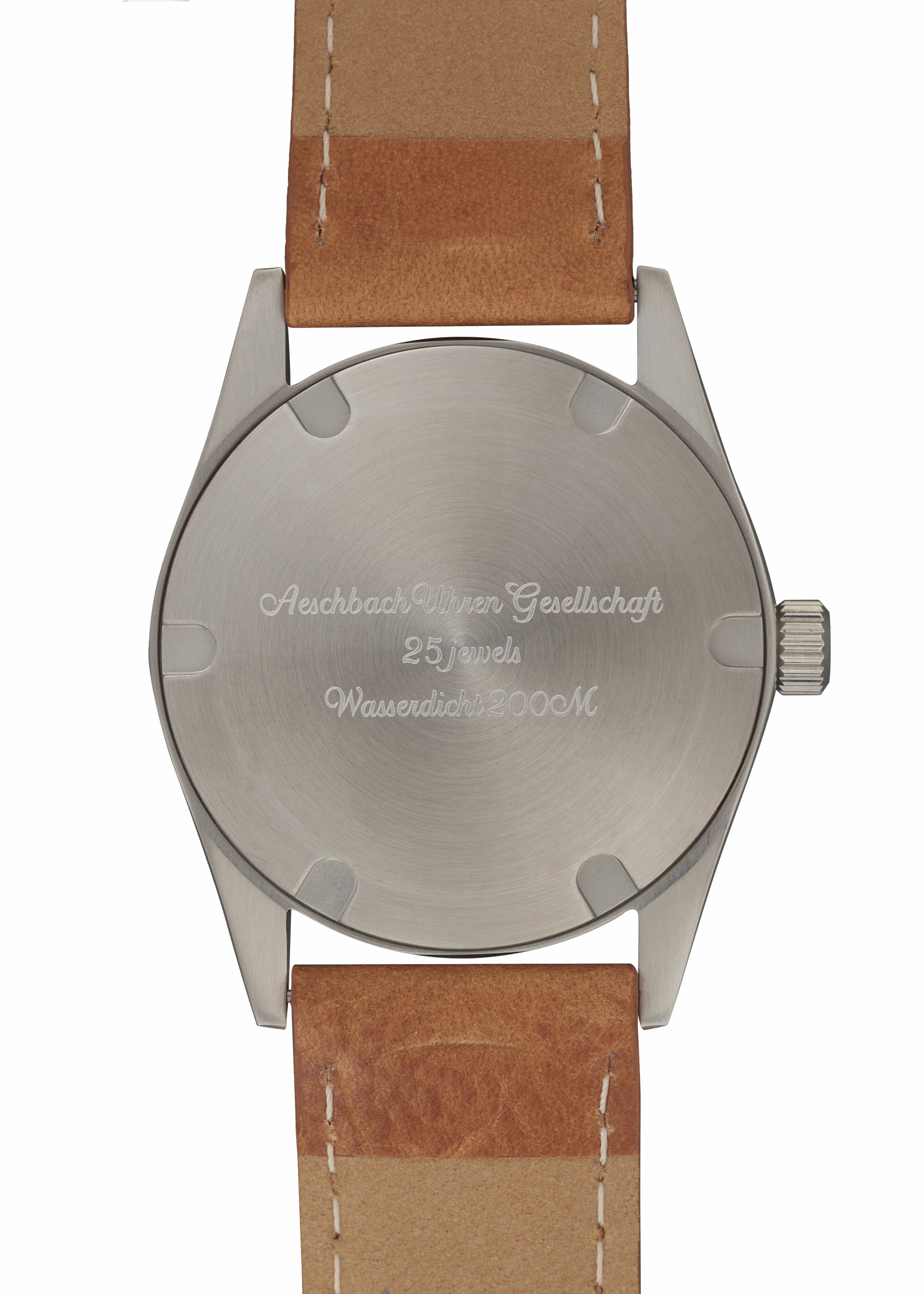 Aeschbach 1950s Pattern 25 Jewel Automatic, 200m Water Resistant Watch with Retro Luminous Paint, Sapphire Crystal & Calf Leather Strap