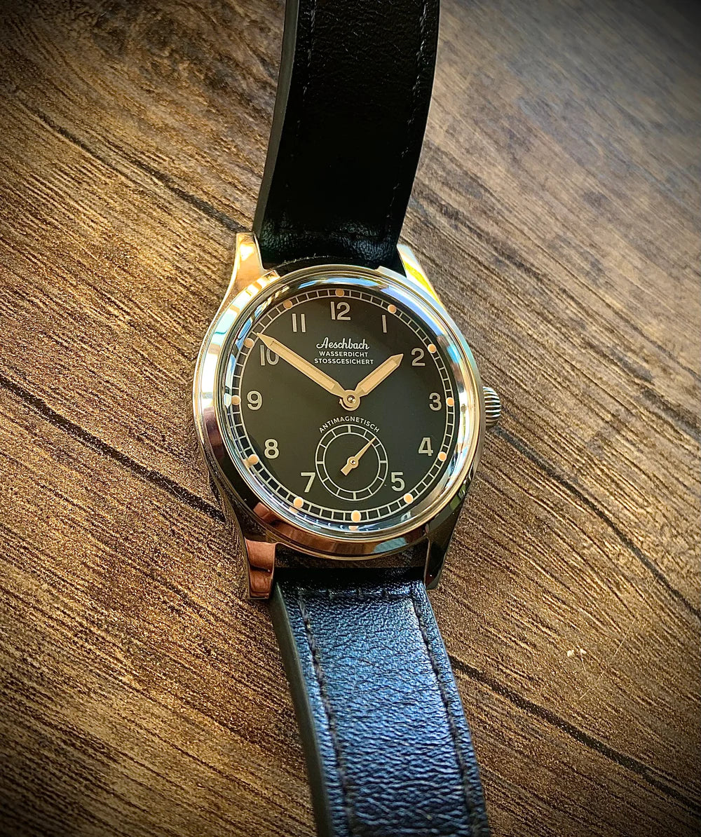 Aeschbach WW2 Pattern Germany Luftwaffe / Reichsluftfahrtministerium (RLM) Pilots Watch with 21 Jewel Automatic Mechanical Movement and Sapphire Crystal