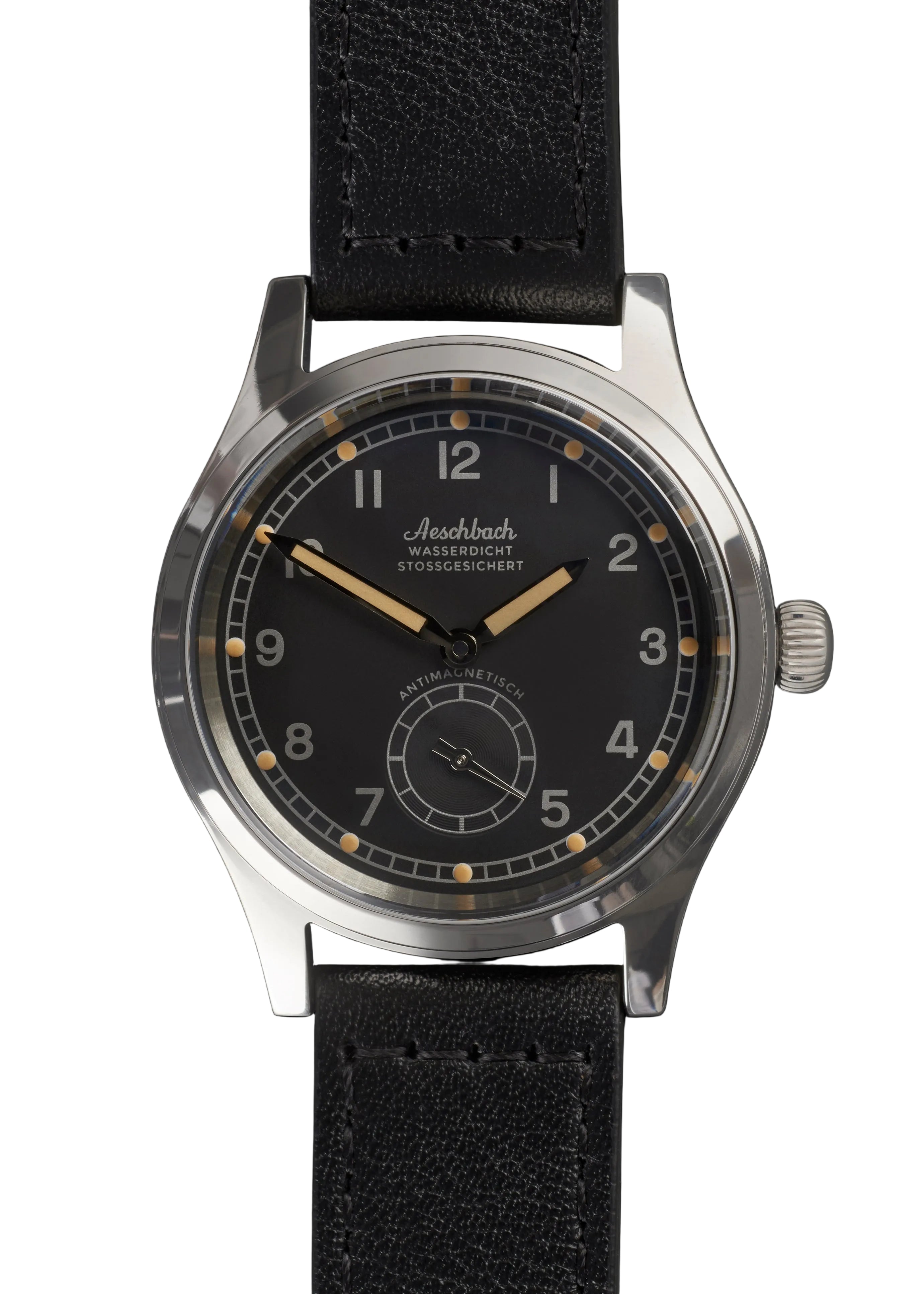 Aeschbach WW2 Pattern Germany Luftwaffe / Reichsluftfahrtministerium (RLM) Pilots Watch with a 23 Jewel Swiss Sellita SW216 Movement and a Domed Vintage Box Sapphire Crystal