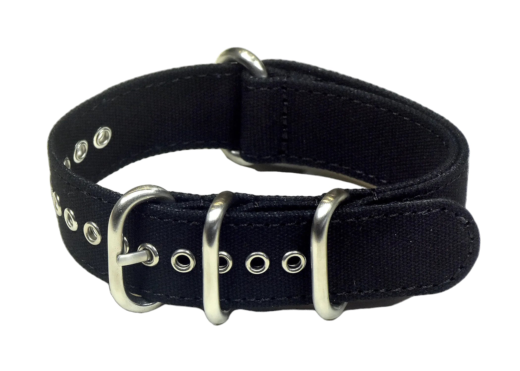 Black 20mm Retro Pattern Canvas One Piece Strap
