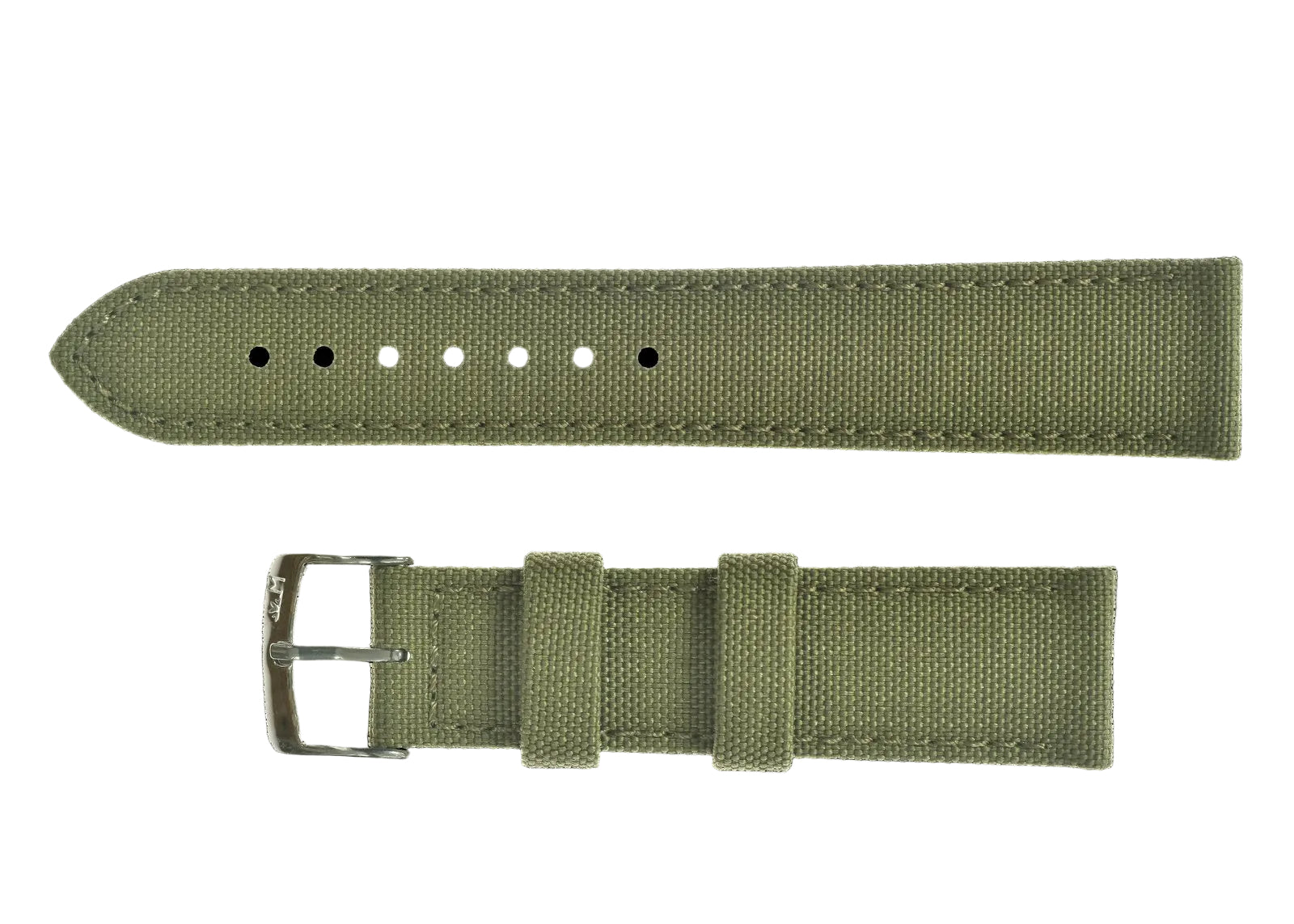 2 Piece Retro Pattern 22mm Canvas Military Watch Strap in Olive Drab - The Ideal Durable Fabric Strap for Military Watches