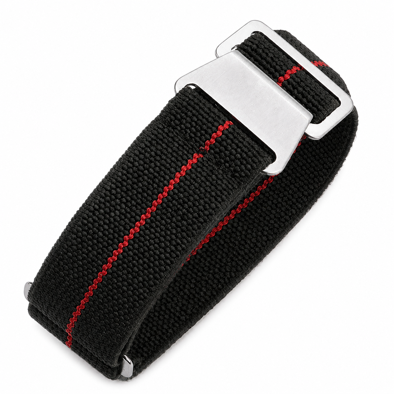 22mm Elasticated French Navy and Special Forces Strap in Green with a Red Stripe