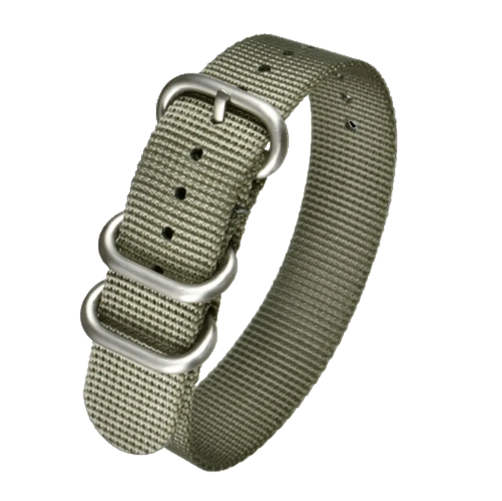22mm Grey Ballistic Nylon Zulu Pattern Military Watch Strap