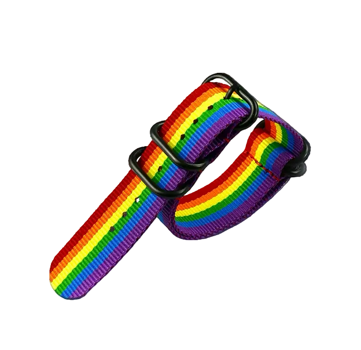 22mm LGBT Rainbow Zulu NATO Military Watch Strap in Ballistic Nylon Webbing
