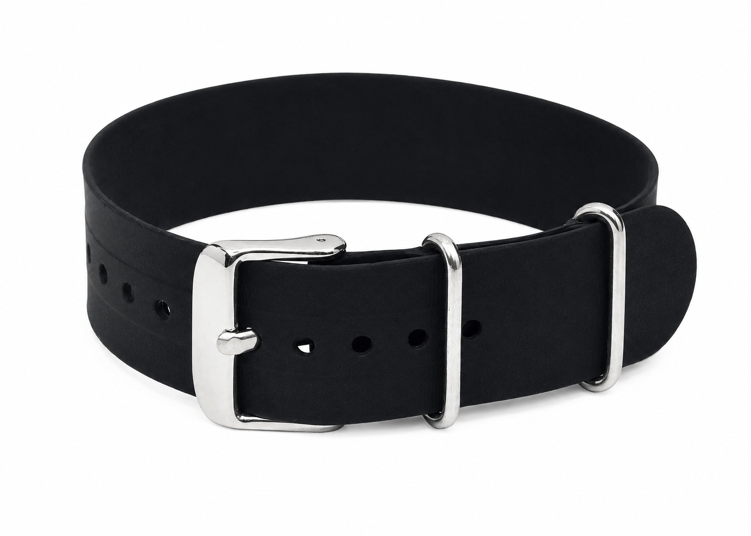 18mm Black Silicone/Rubber NATO Military Watch Strap