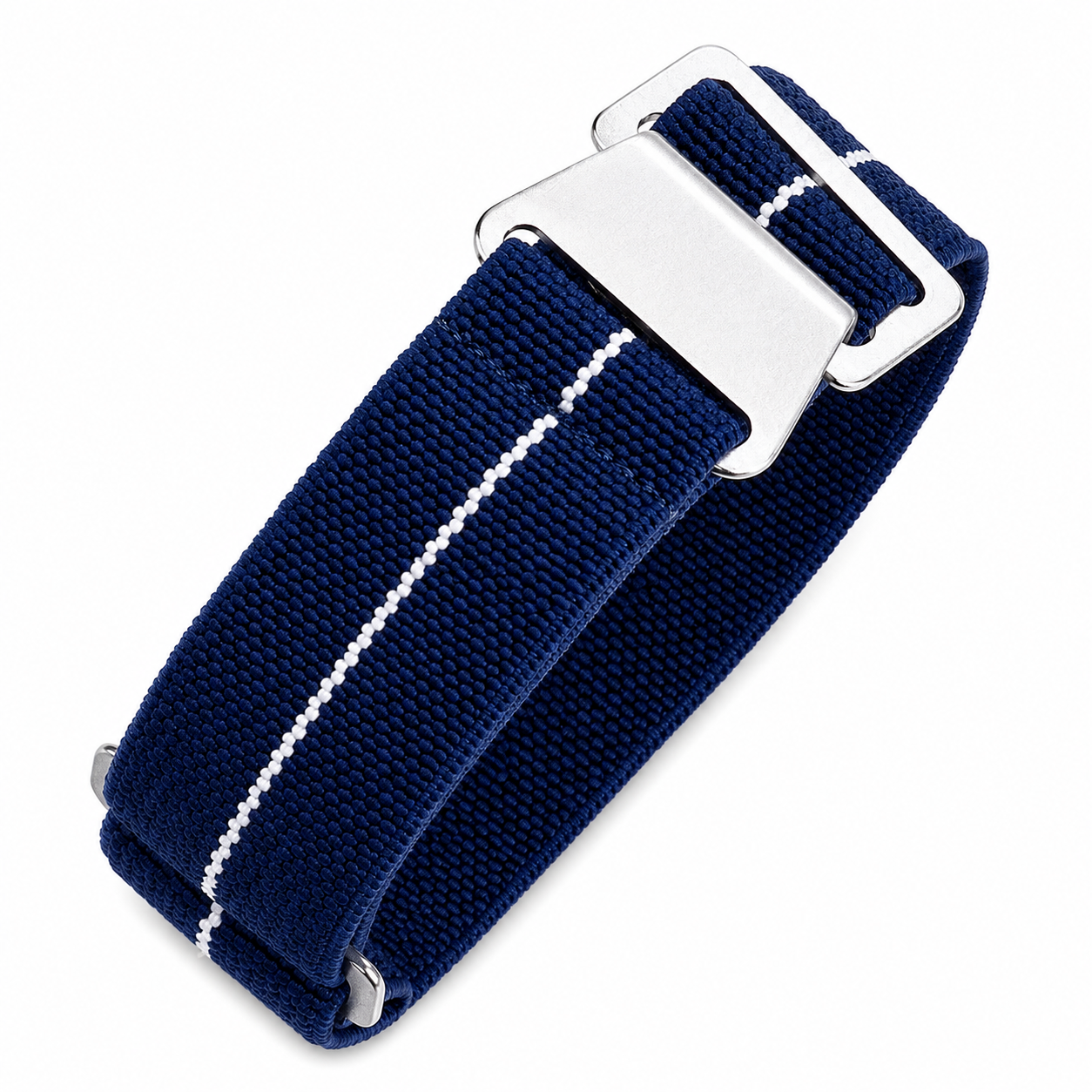 20mm Elasticated French Navy and Special Forces Strap in Navy with a White Stripe