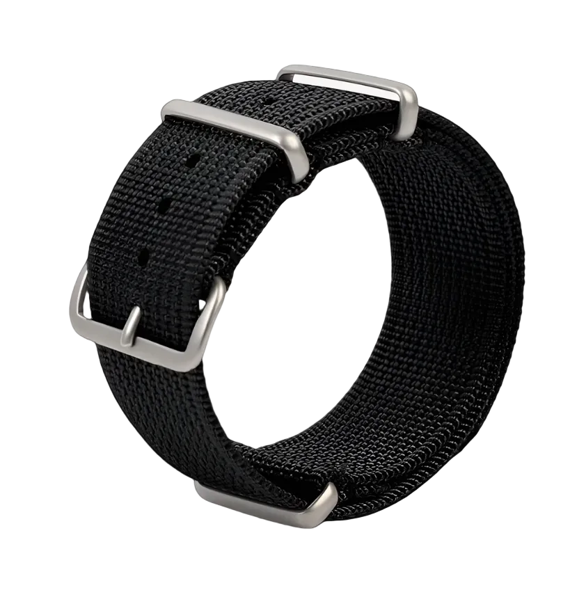 22mm Ribbed Black NATO Military Watch Strap