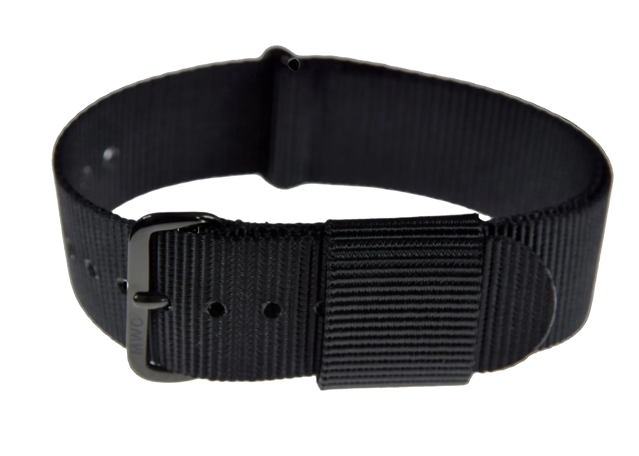 20mm 1970s/80s U.S Pattern Black Military Watch Strap with Black PVD Buckles