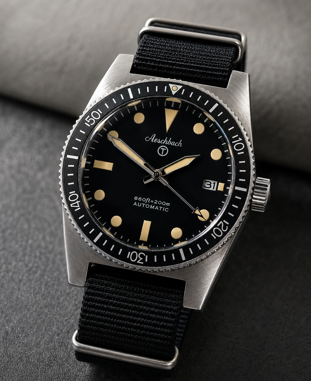 black watch face on black strap 
