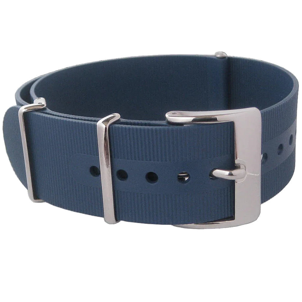 22mm Navy Blue Silicone/Rubber NATO Military Watch Strap