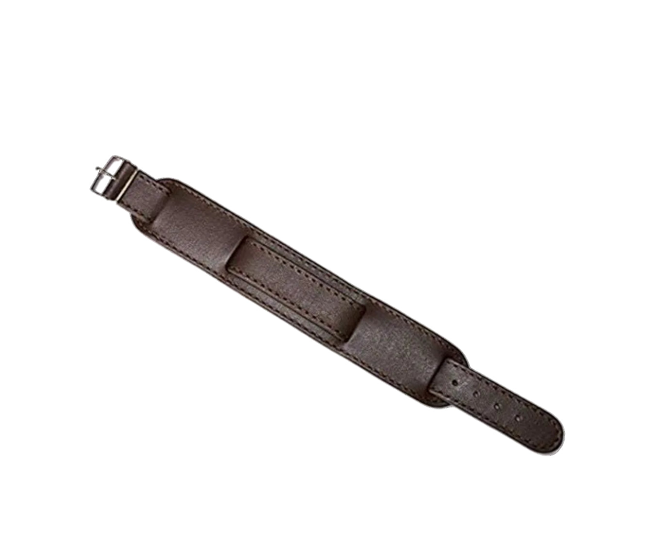 Brown 1950s Pattern 20mm Leather Military Watch Strap with Chrome Buckles