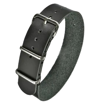 18mm Black Leather NATO Military Watch Strap