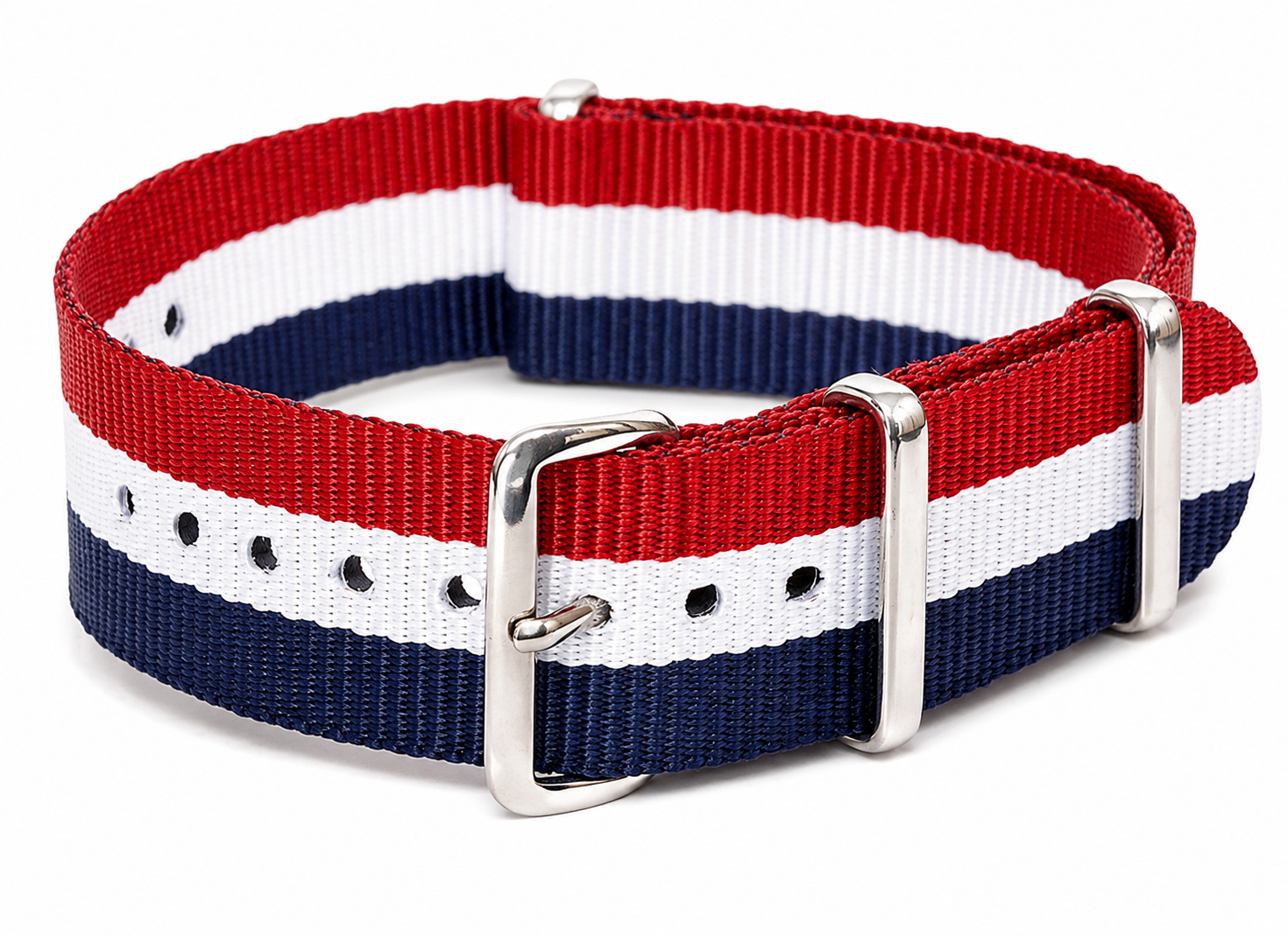 18mm Blue, White and Red NATO Military Watch Strap