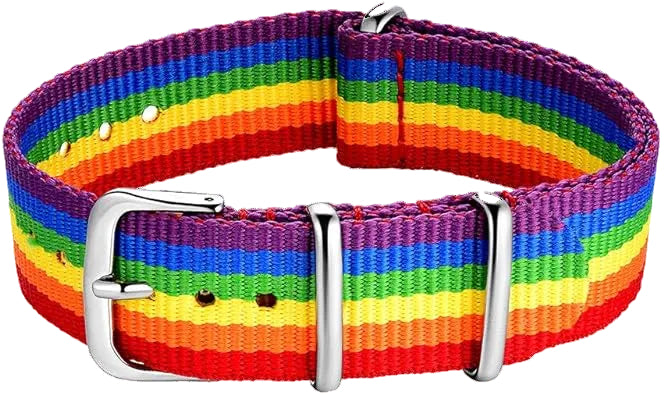 20mm LGBT Rainbow NATO Military Watch Strap in Ballistic Nylon Webbing