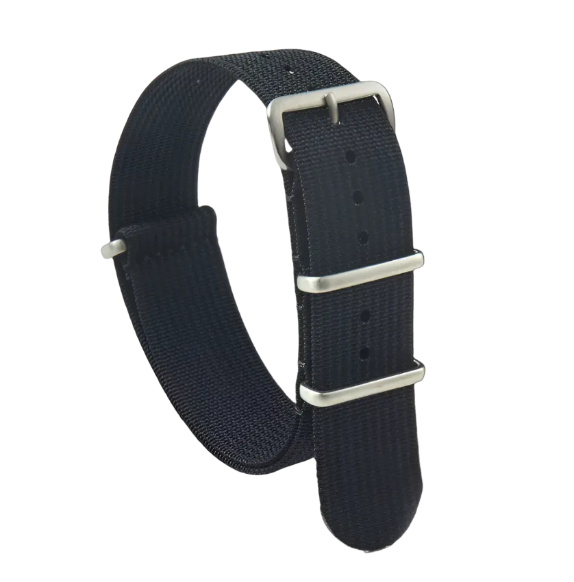 20mm Ribbed Black NATO Military Watch Strap