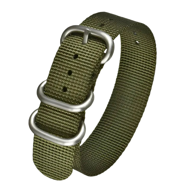 22mm Olive Green Ballistic Nylon Zulu Pattern Military Watch Strap