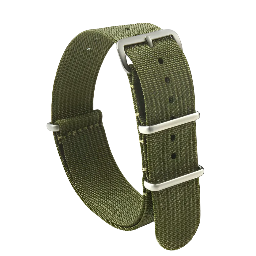 18mm Ribbed Army Green NATO Military Watch Strap
