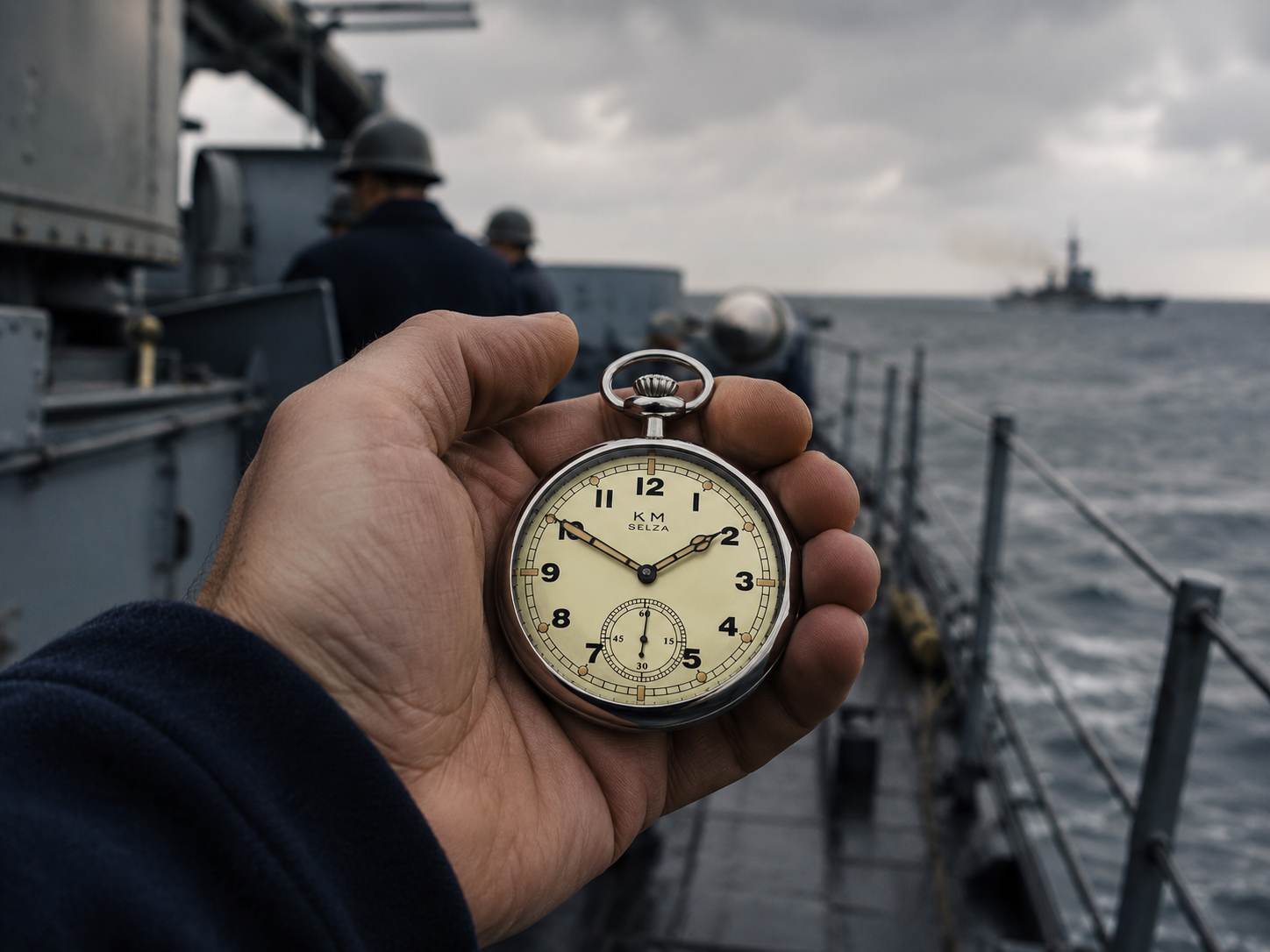 Selza WW2 Pattern German Navy (Kriegsmarine) 17 Jewel Hand Wound Military Pocket Watch